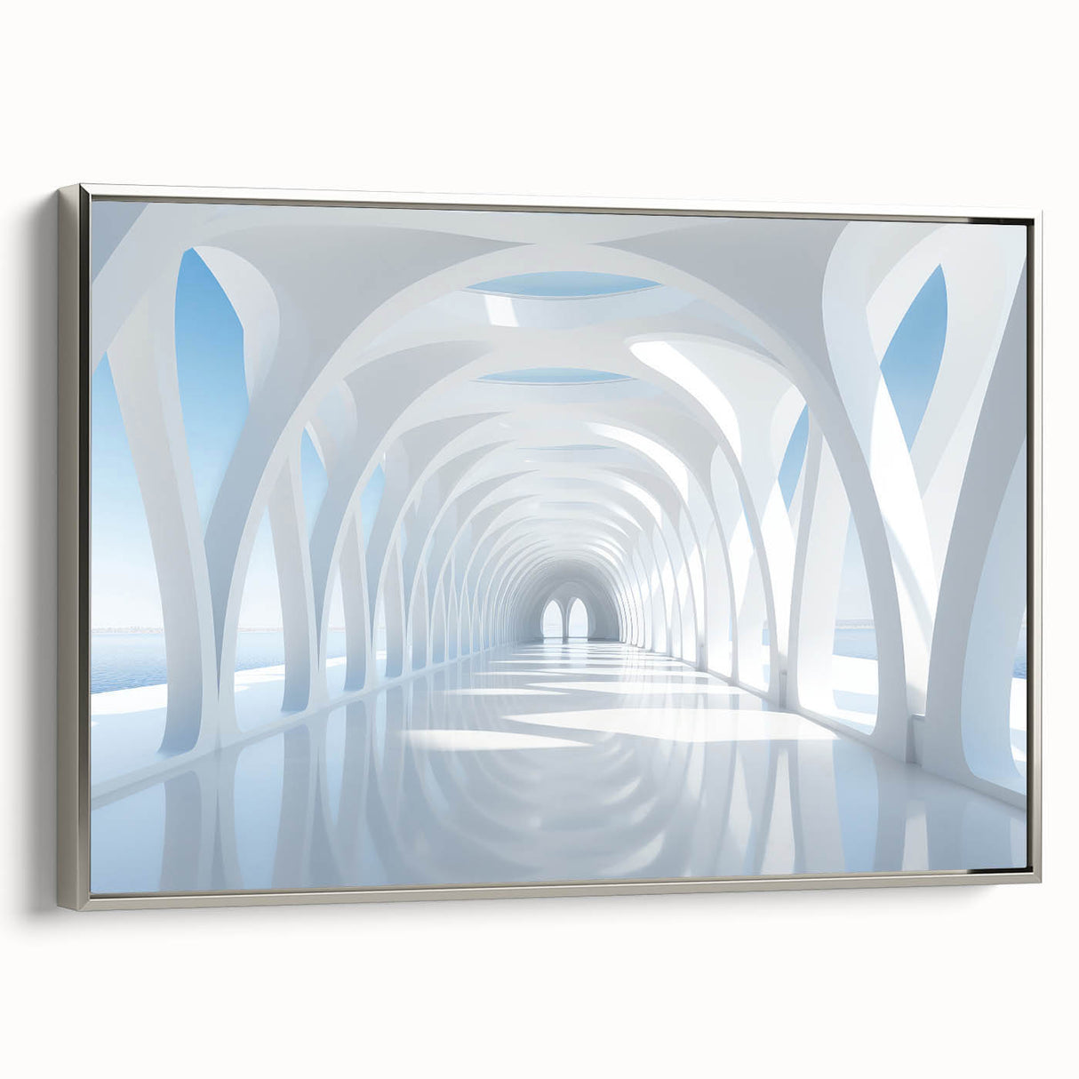 Landscape art painting of a cityscape in muted gray and black tones on a framed canvas, ideal for office decor.