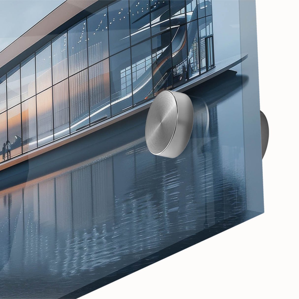 Large abstract wall art in mid-century modernist style, featuring dynamic shapes in muted earth tones on acrylic glass.