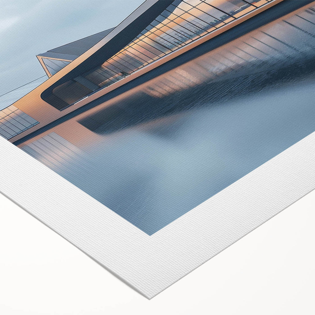 Art deco poster featuring a geometric pattern in gold and navy tones on rolled canvas, suitable for dining room decor.