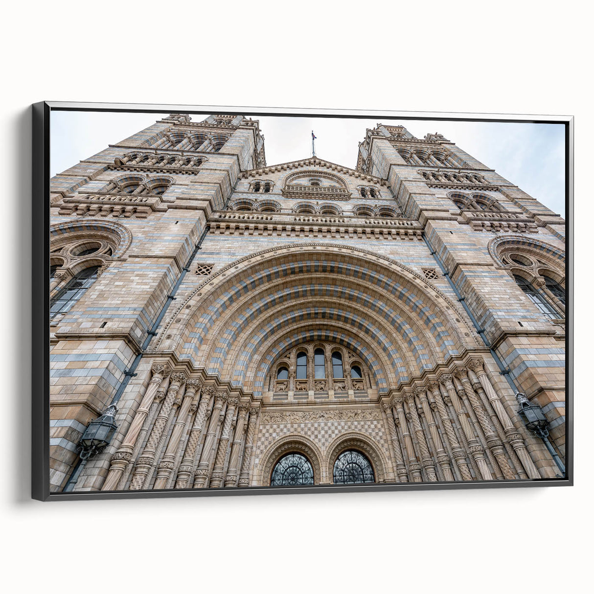 Black and white framed canvas of a vintage palace design, ideal for bedroom landscape art.