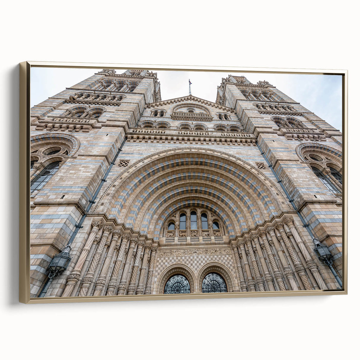 Framed canvas featuring a vintage-style landscape art painting of a palace.