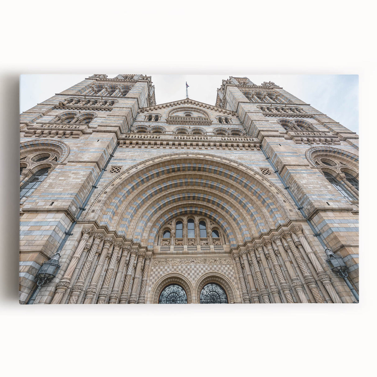 Large black and white stretched canvas featuring an intricate palace architecture design, ideal for kitchen wall art.