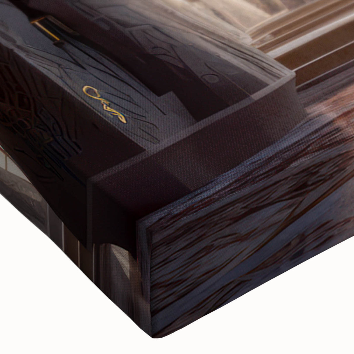 Large black and white landscape art painting of a palace on stretched canvas, suitable for bedroom wall decor.