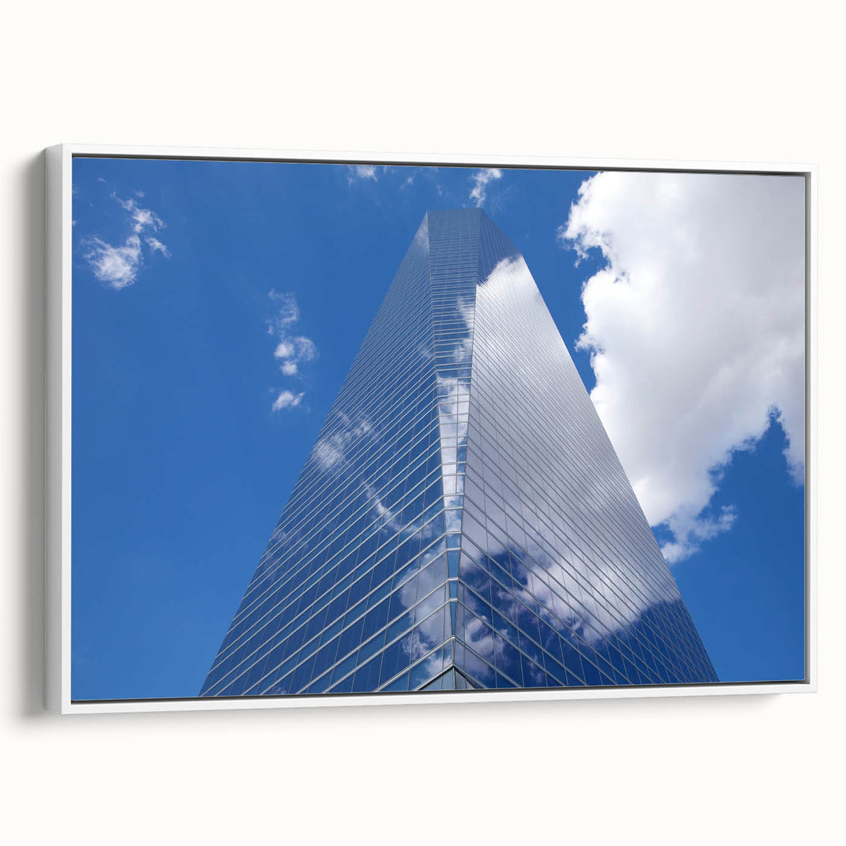 Framed canvas featuring a monochrome vintage poster of skyscraper architecture, ideal for bedroom wall art.