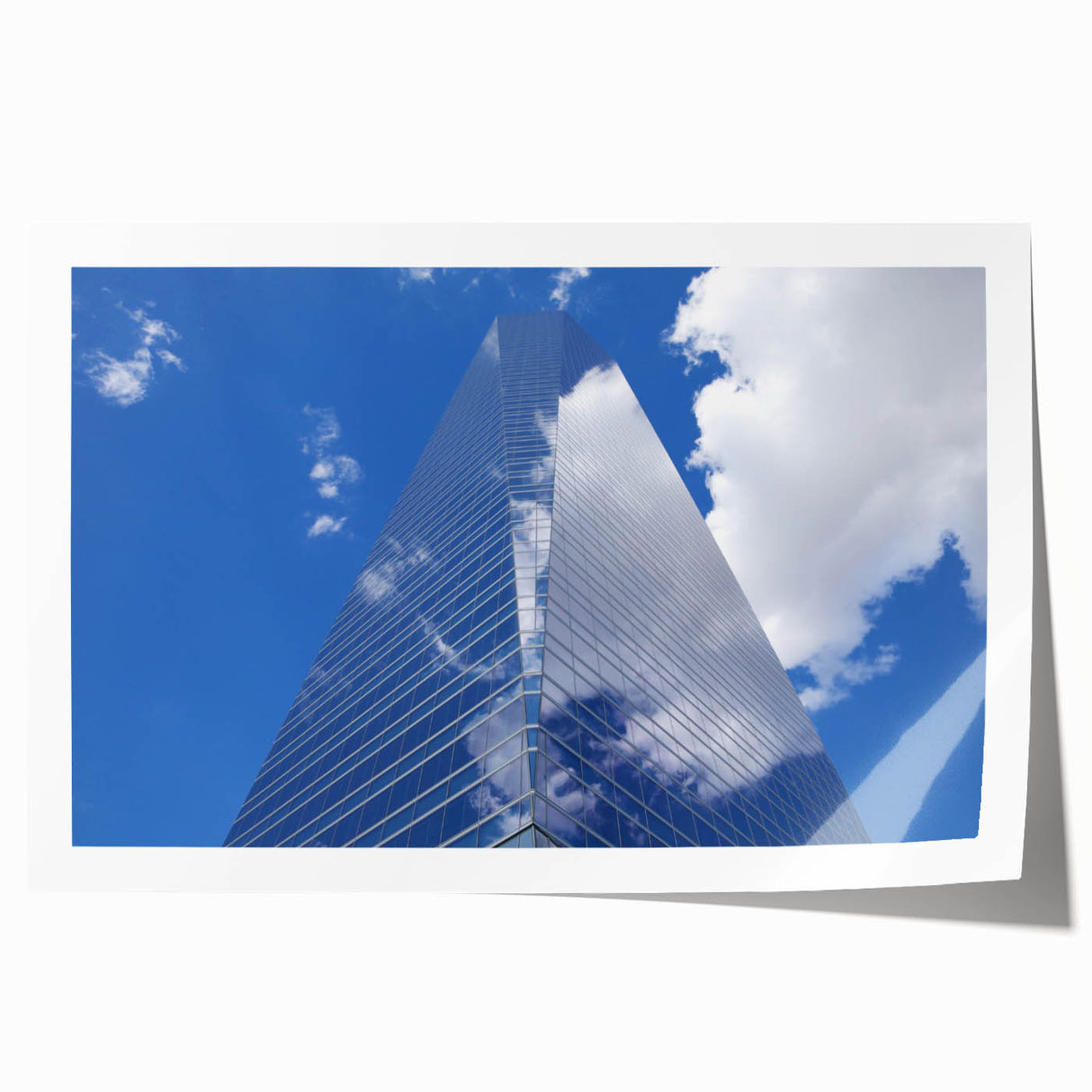 Extra large rolled print of a skyscraper design in monochrome, ideal for art wall dining room.