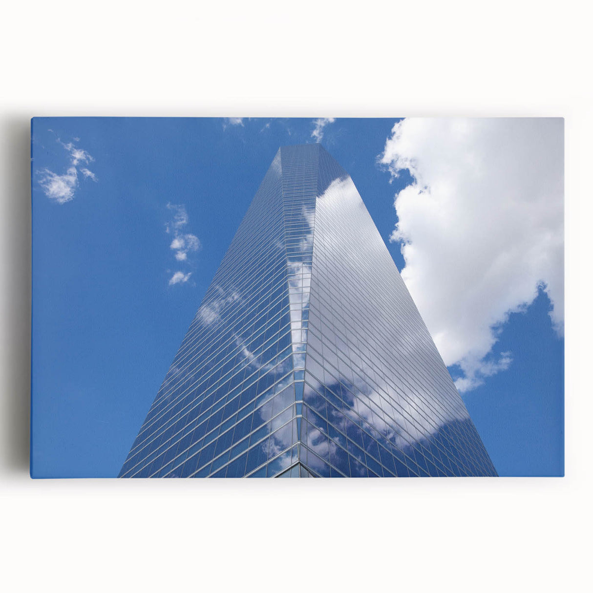 Black and white photo of skyscrapers on stretched canvas, suitable as large kitchen wall art.