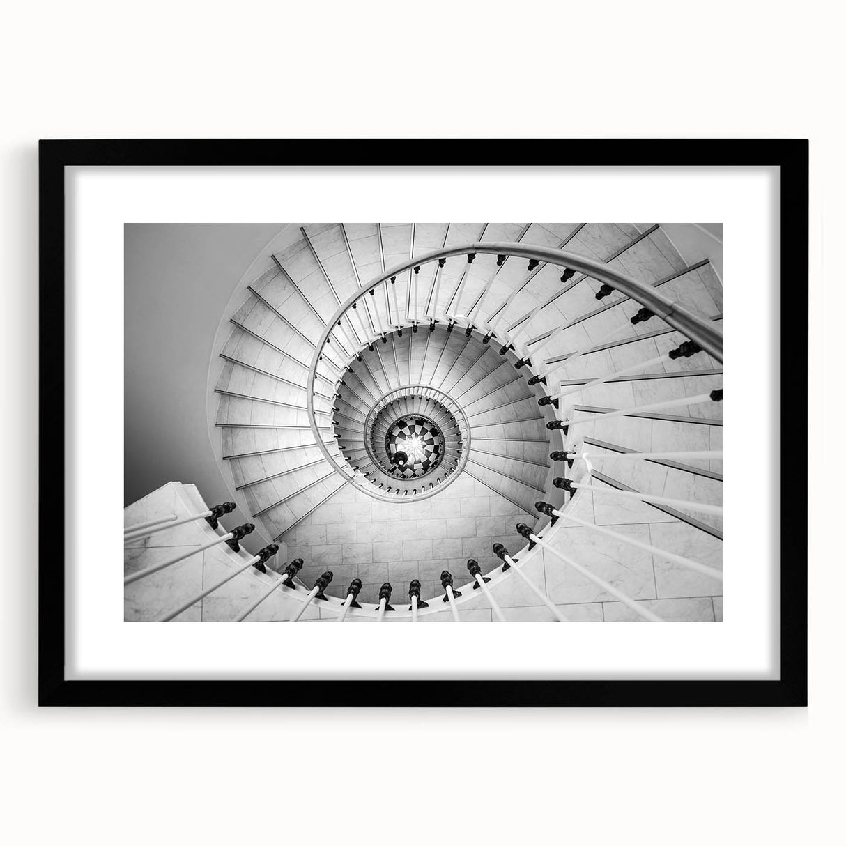 Extra large abstract art print featuring a colorful, textured staircase design on a framed black mat.