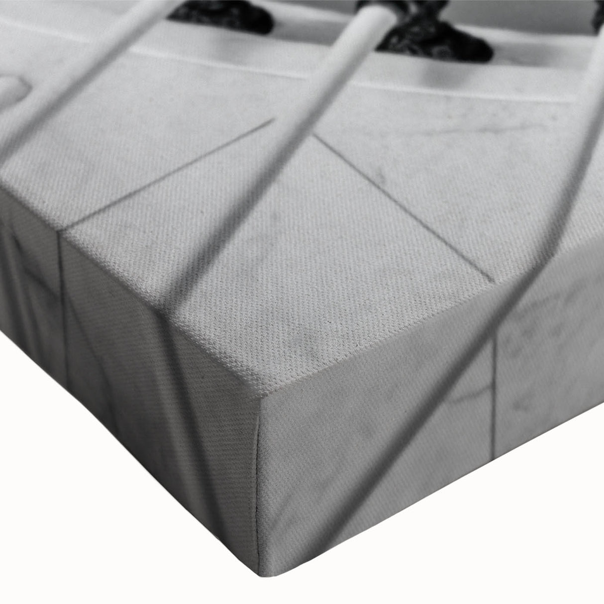 Black and white photograph of a spiral staircase on stretched canvas, suitable for bedroom wall art.