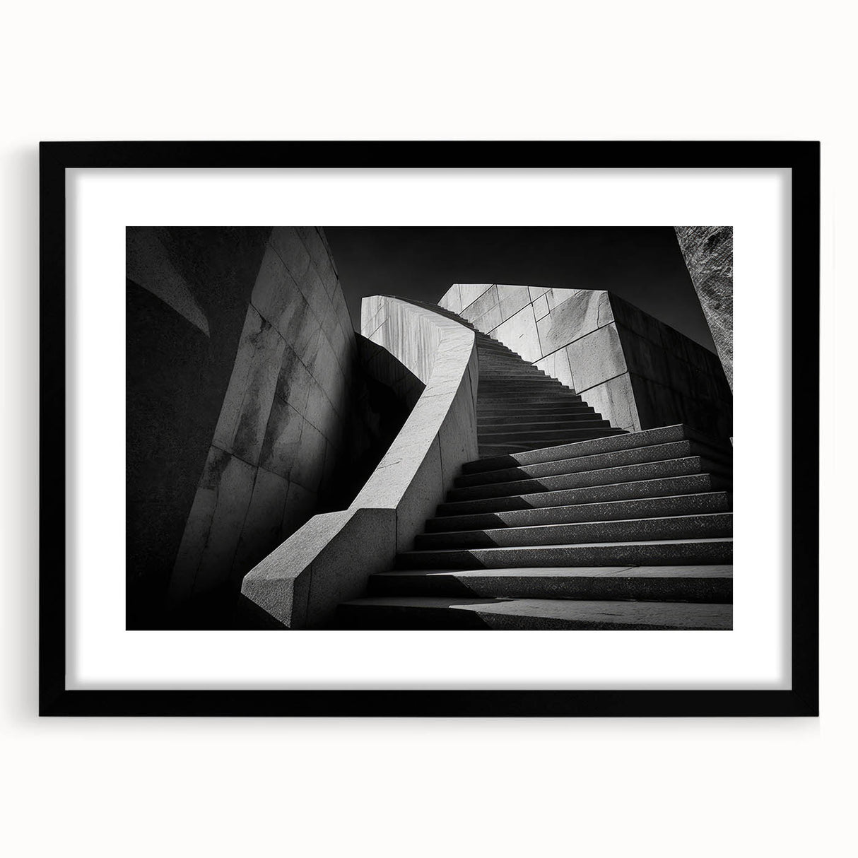 Extra large abstract art print featuring a colorful, textured staircase design on a framed black mat.