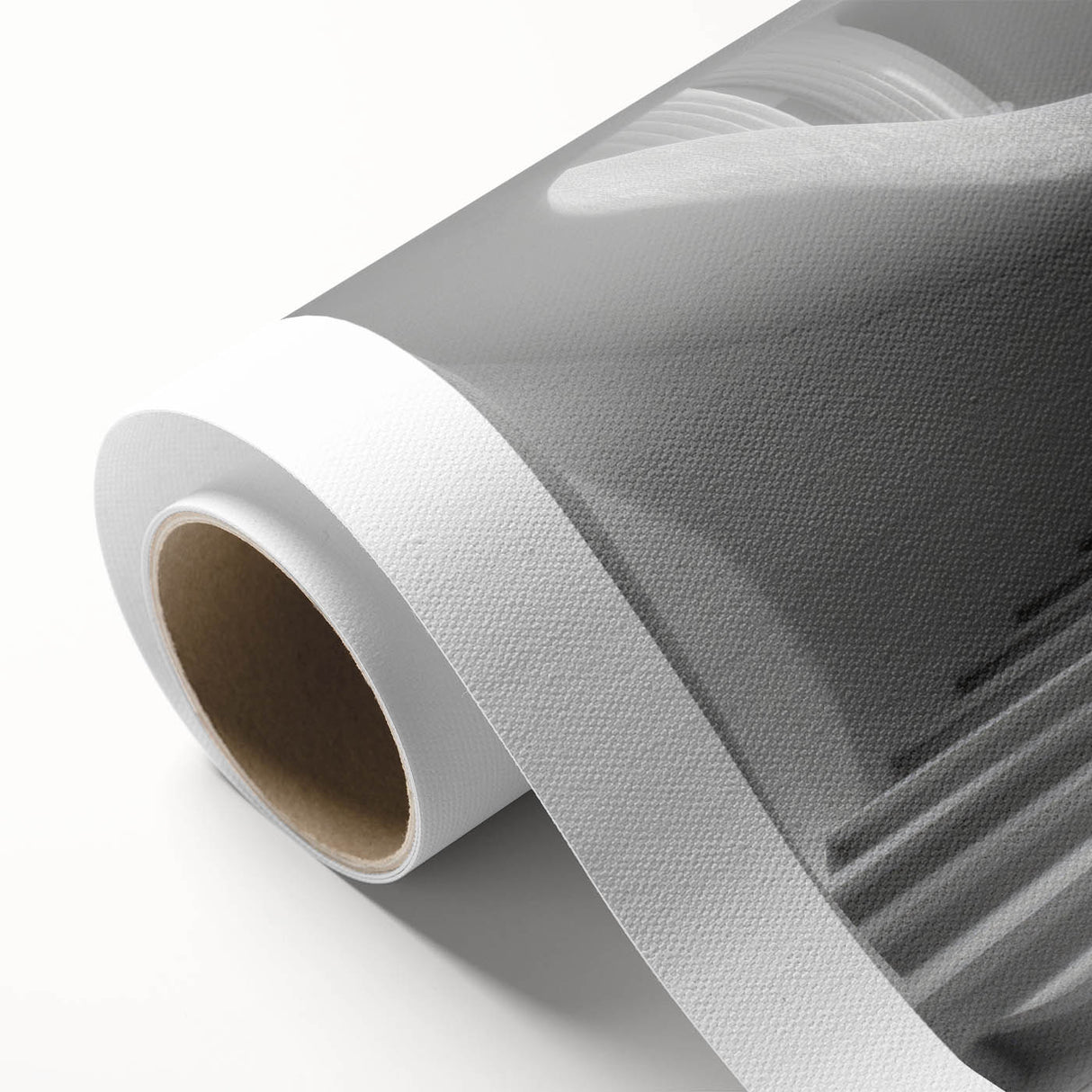 Art deco poster of a spiral staircase in monochrome, printed on rolled canvas, suitable for dining room decor.