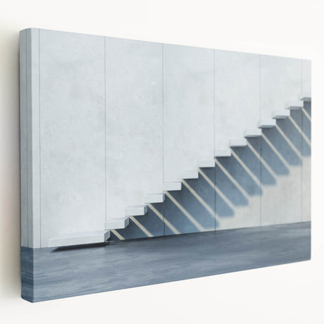 Spiral staircase design in monochrome, large stretched canvas, suitable for kitchen wall art.