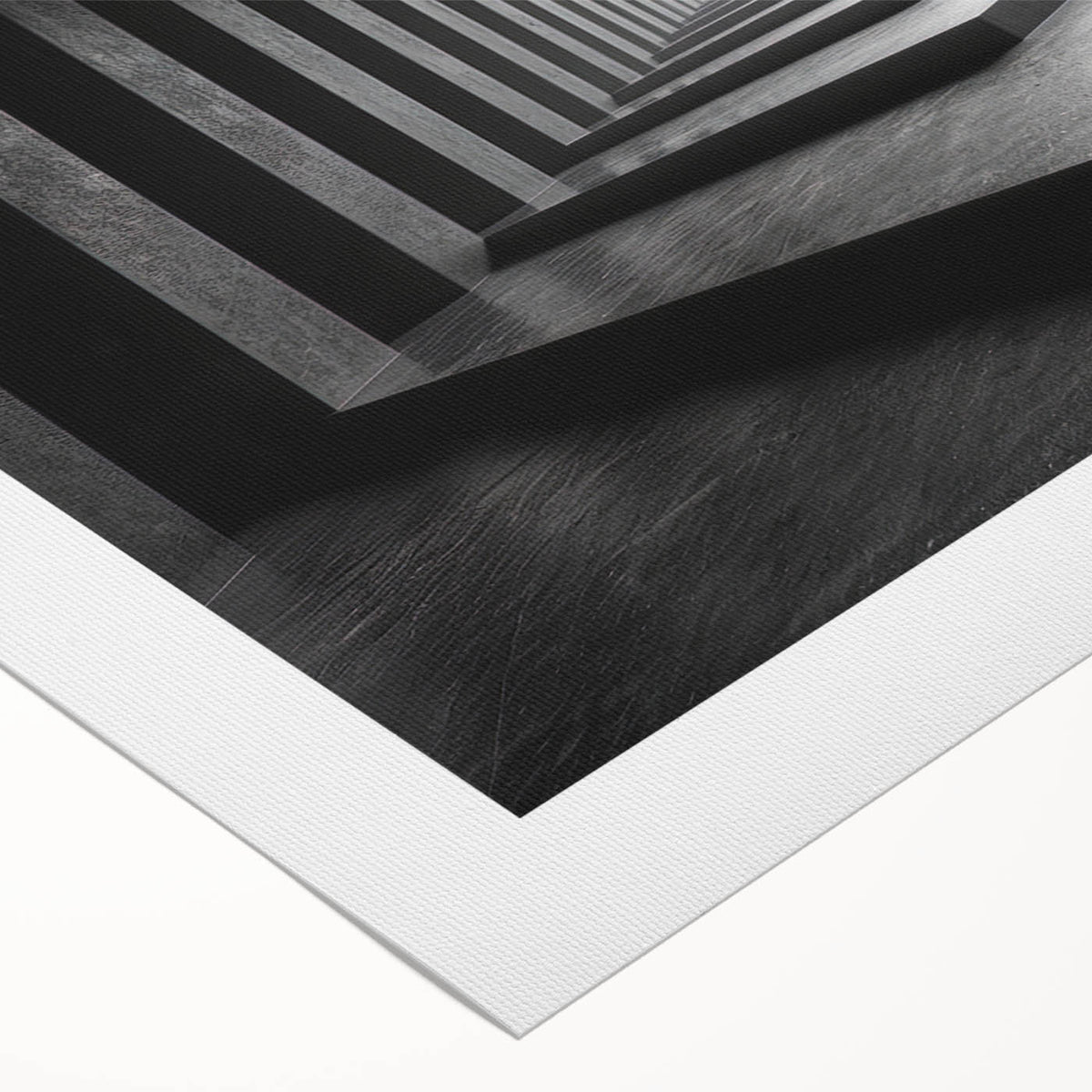 Art deco poster featuring a geometric tunnel design in black and white, printed on rolled canvas.