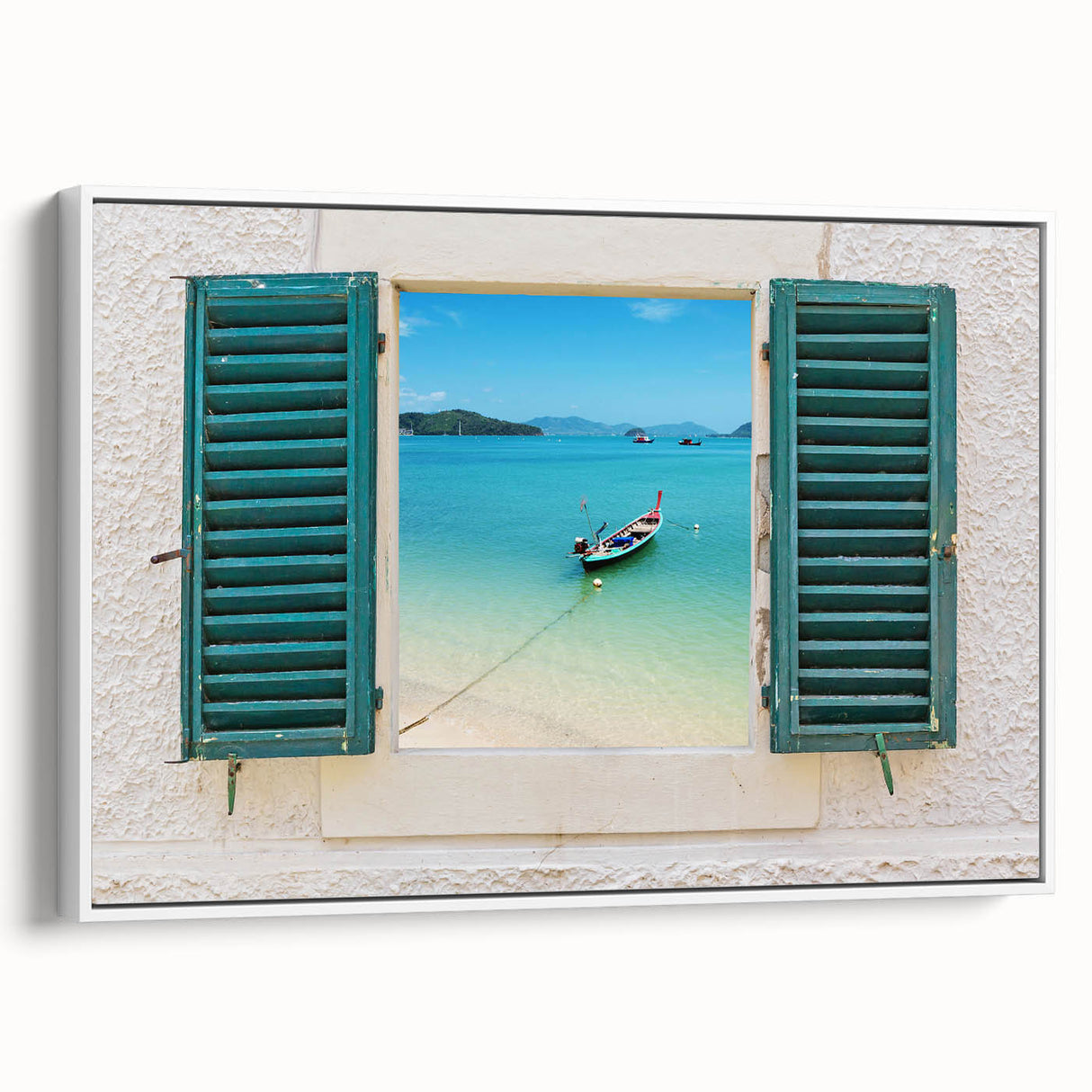 Framed canvas featuring a vintage poster of a black and white landscape, ideal for bedroom wall art.