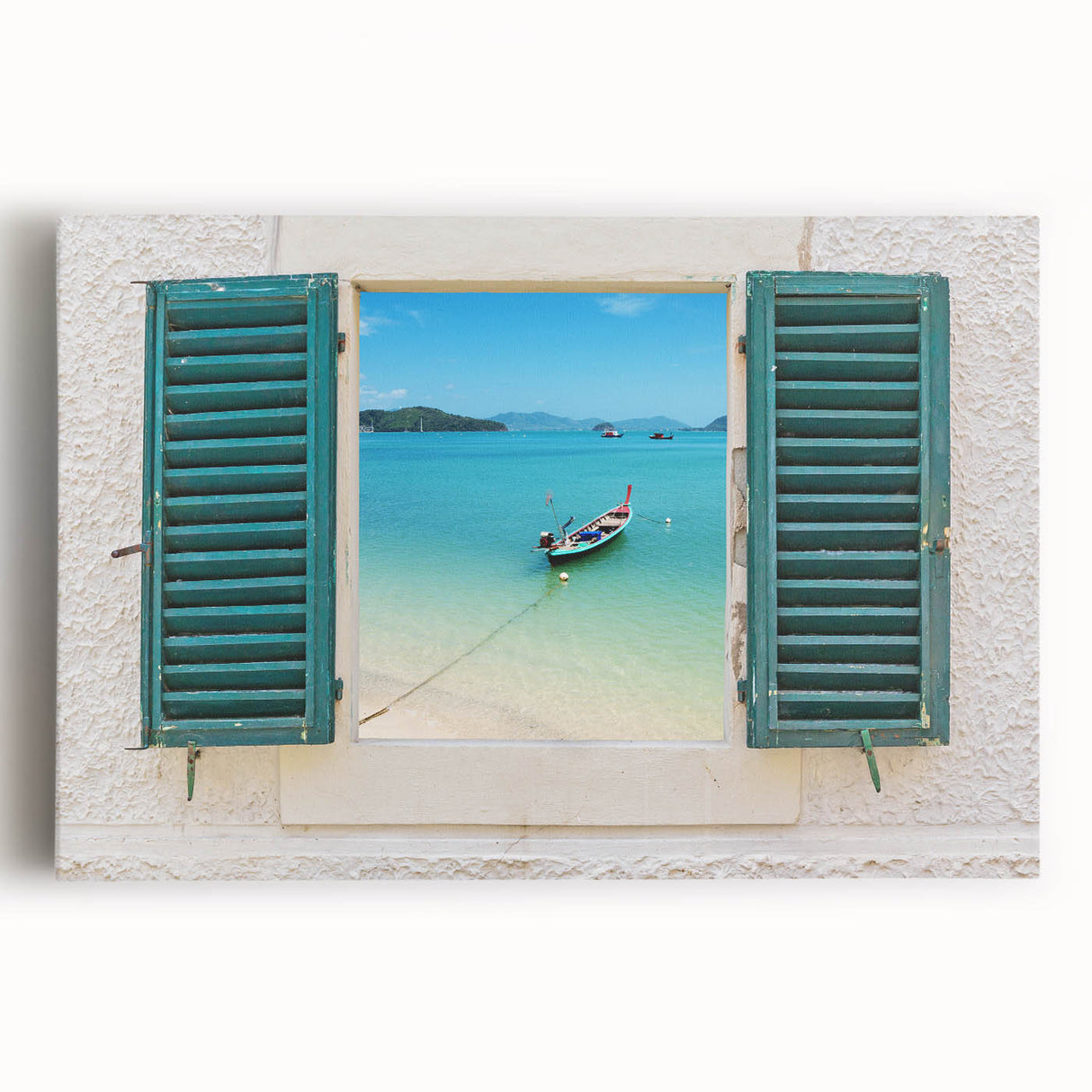 Black and white photo of architectural windows on stretched canvas, ideal for kitchen wall art.