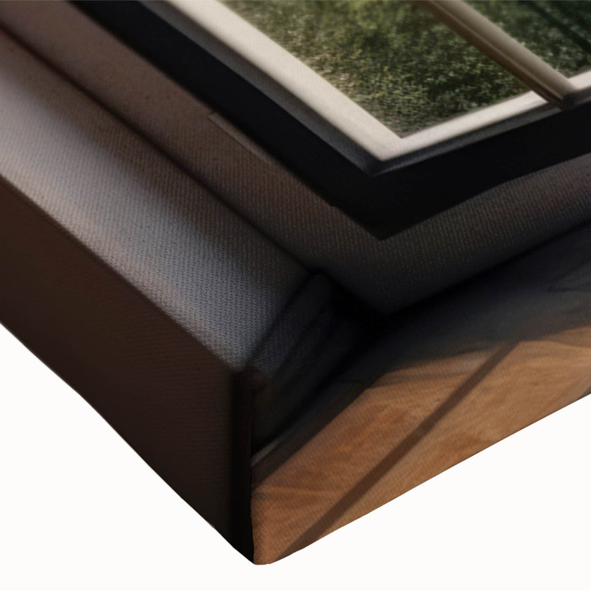 Black and white photo of an architectural window design on large stretched canvas, ideal for bedroom wall art.