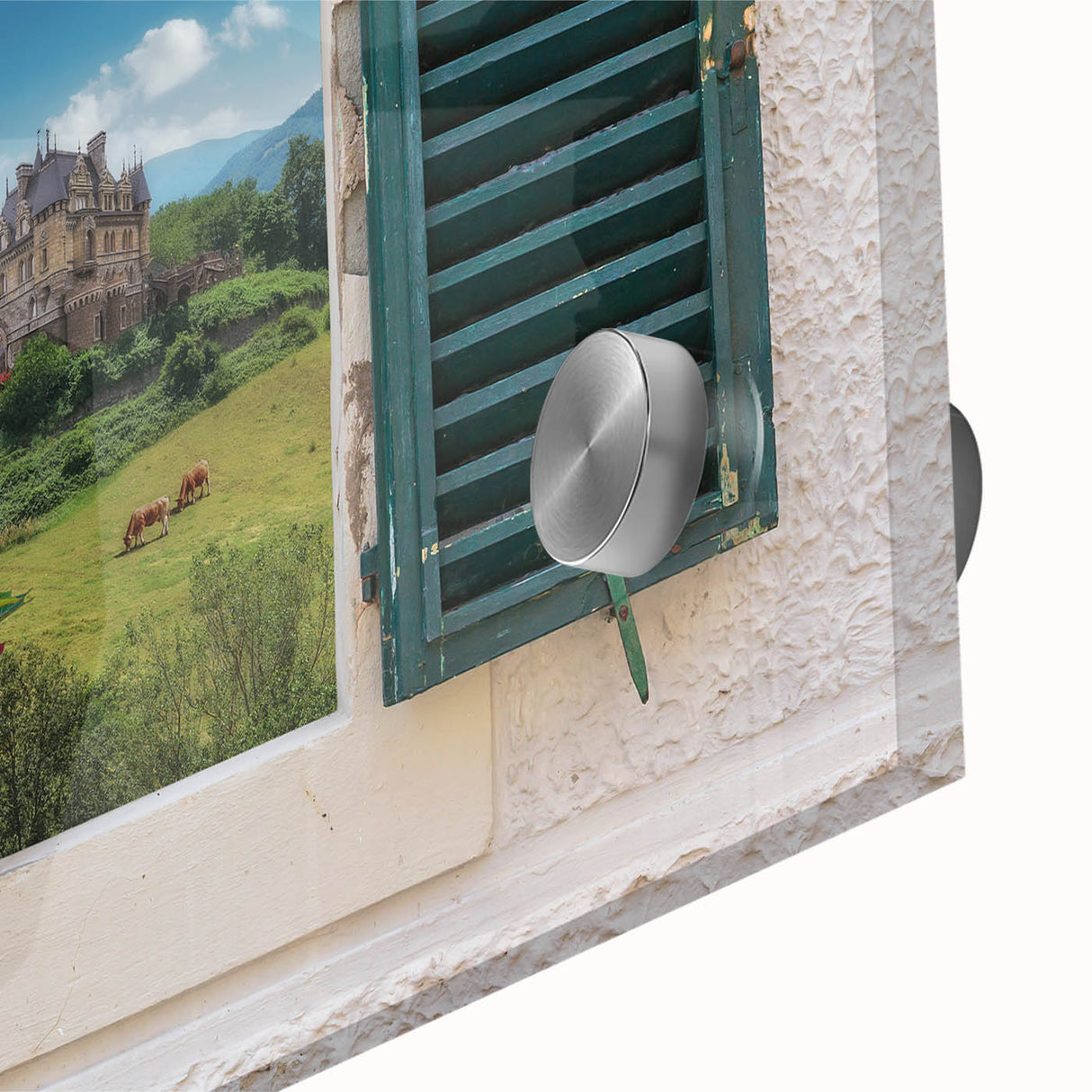 Mid-century modernist large abstract wall art on acrylic, featuring geometric shapes in muted earth tones.