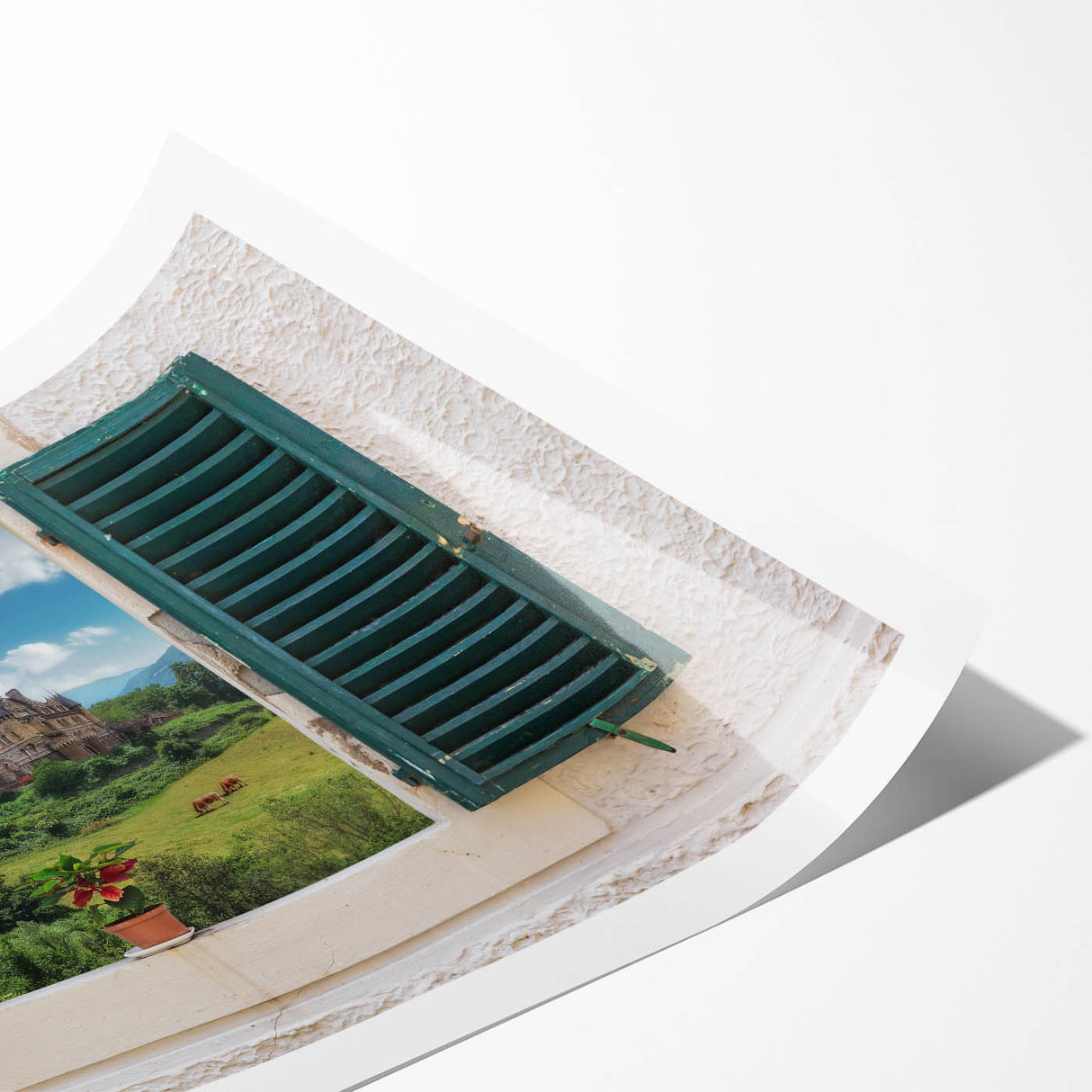 Extra large rolled print featuring line art flowers in a monochrome palette, suitable for large living room wall decor.