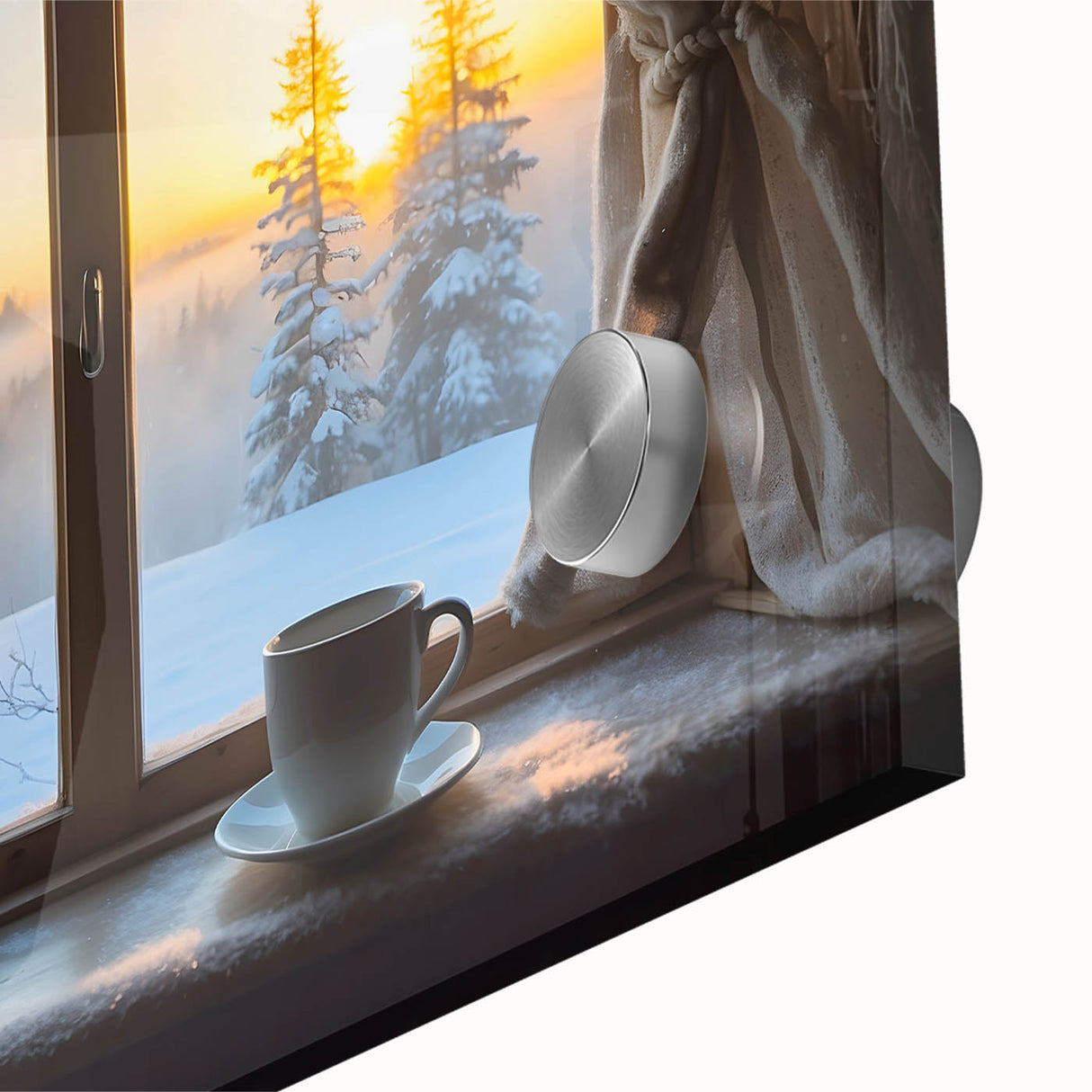 Mid-century modernist large abstract wall art on acrylic glass, featuring geometric shapes in muted earth tones.