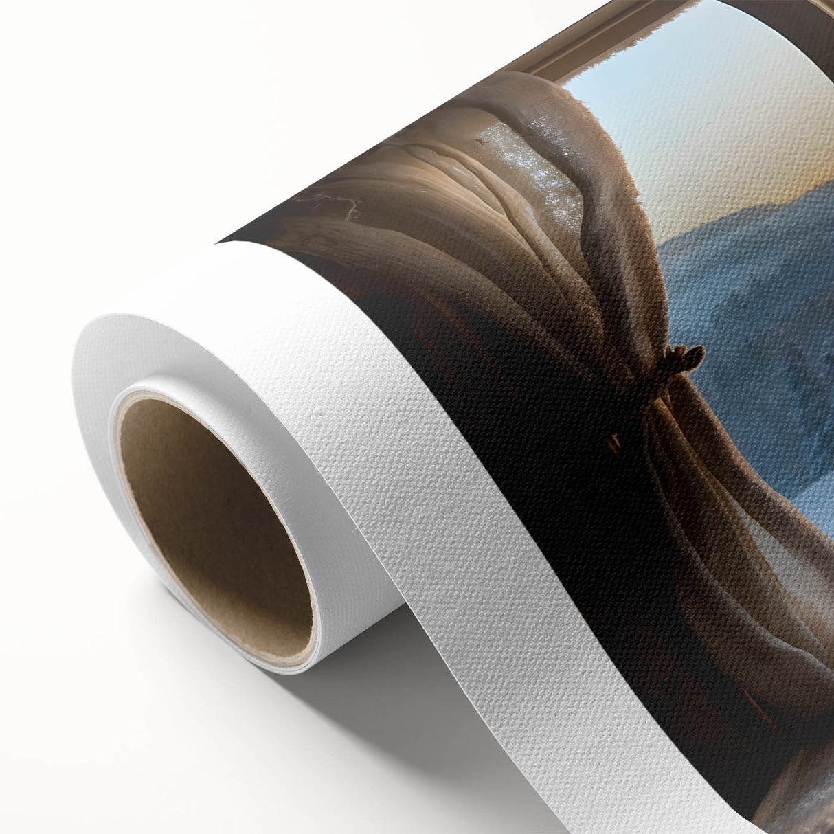 Art deco poster featuring a geometric window design in muted gold and black, on rolled canvas, ideal for nursery wall art.