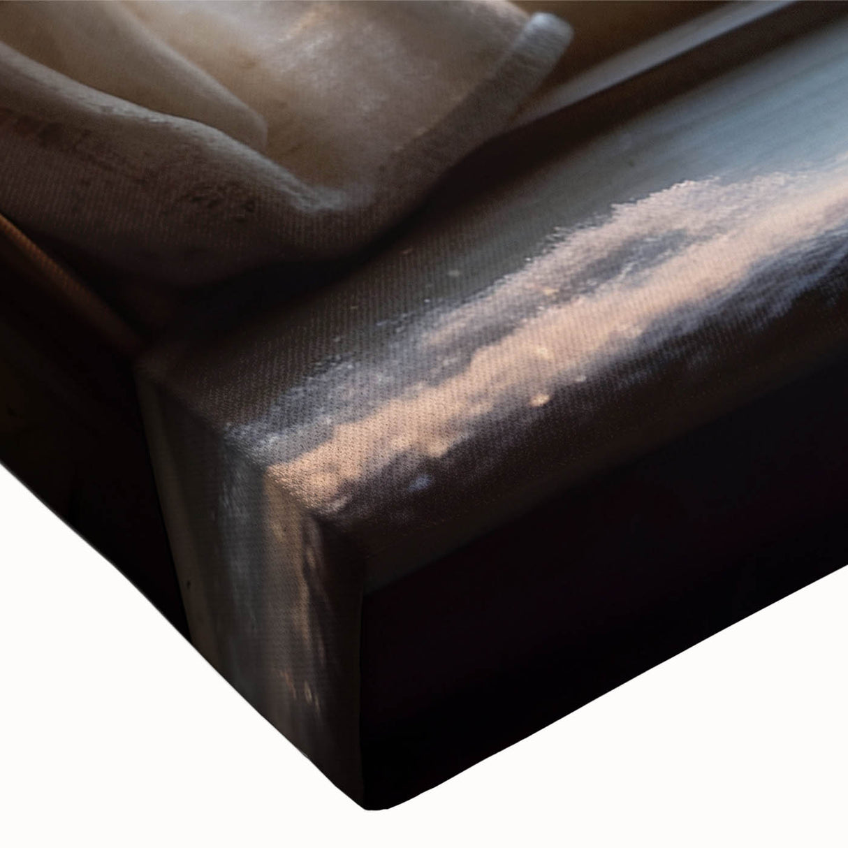 Black and white photograph of a large architectural window design on stretched canvas, suitable for bedroom wall art.