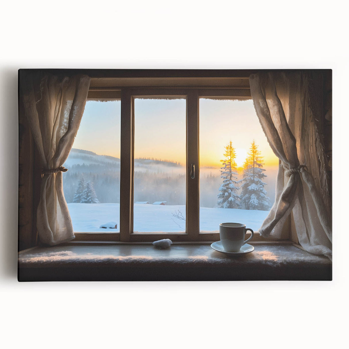 Black and white large canvas print of intricate window architecture, ideal for kitchen wall art.