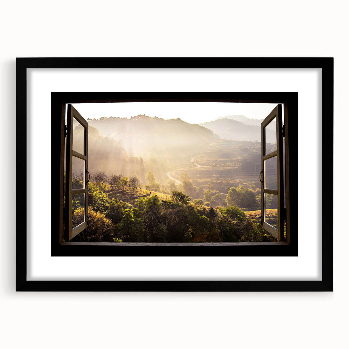 Extra large abstract art print featuring a colorful, textured design on a black framed canvas, ideal for living room decor.