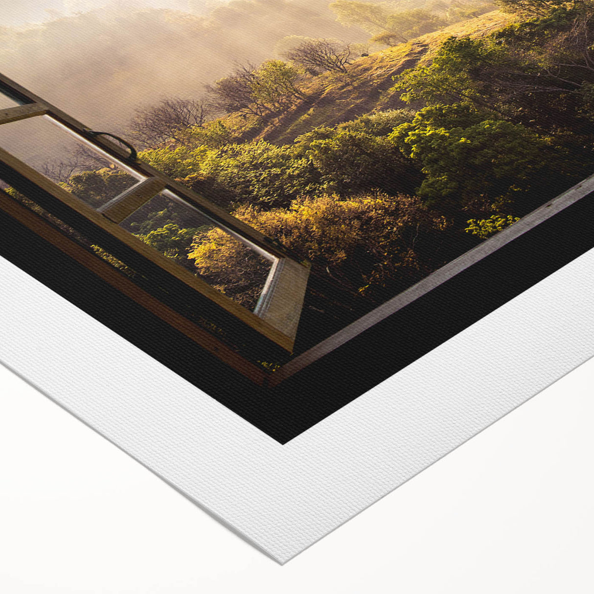 Art deco poster featuring geometric patterns and metallic gold and black colors on rolled canvas.