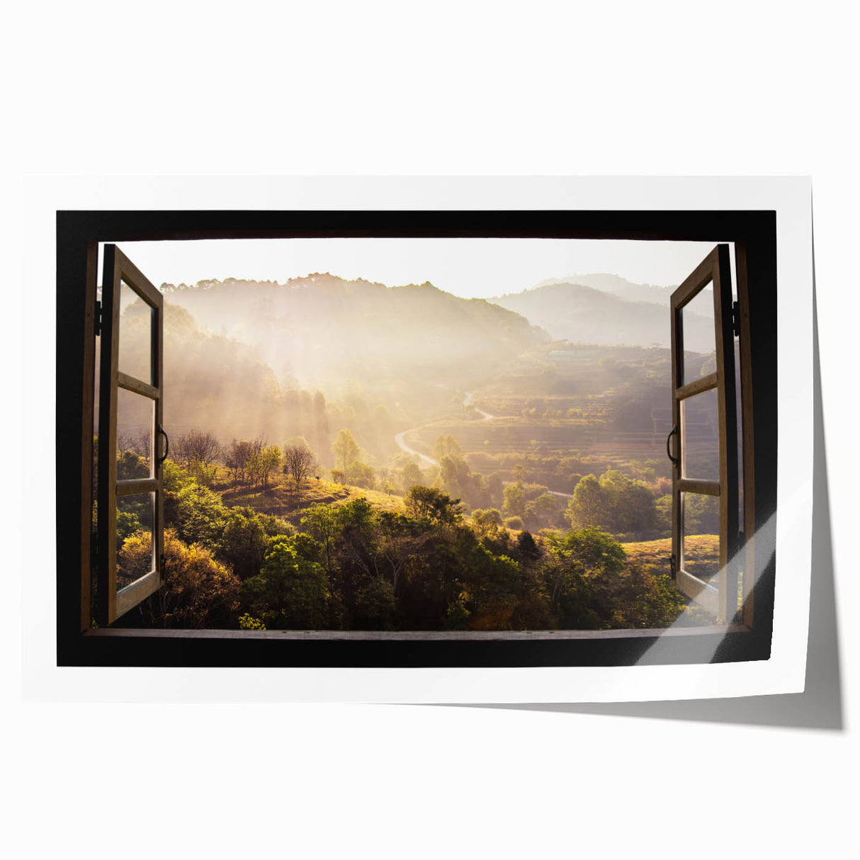 Extra large rolled print featuring a floral design in muted tones.