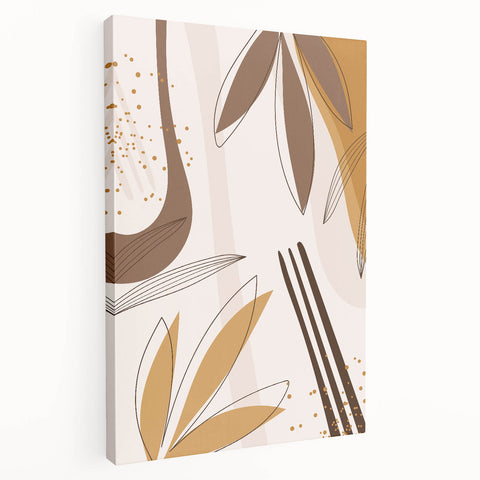 Minimalist Boho Leaf Wall Art | Earthy Bohemian Decor Canvas | Print