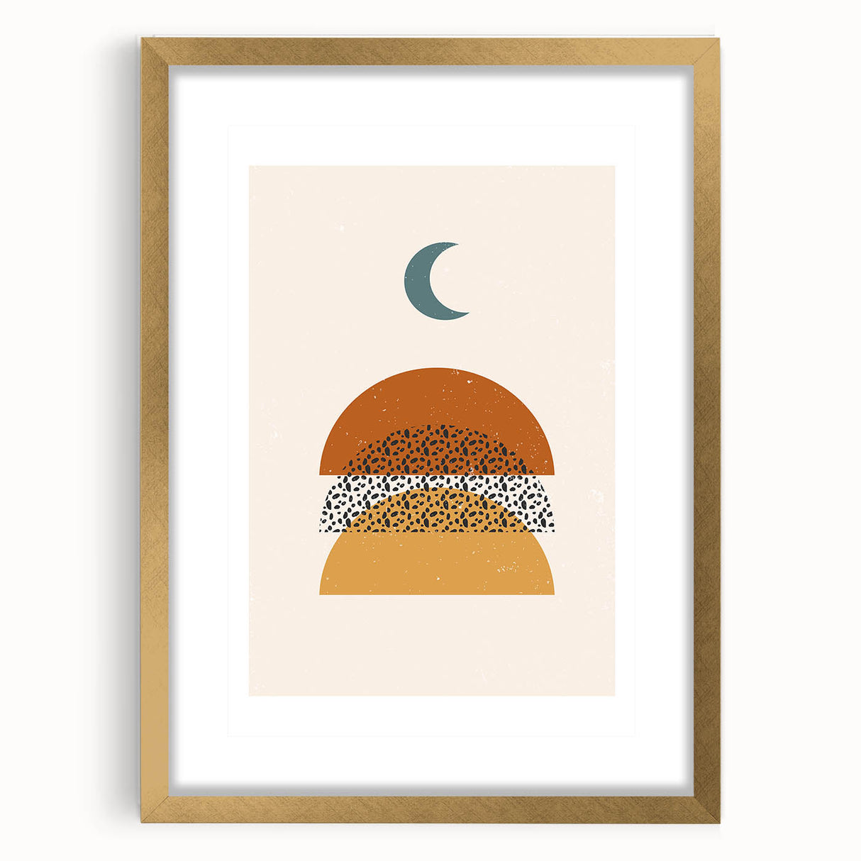 Rustic Boho Moon & Sun Abstract Wall Art | Earthy Bohemian Decor Print