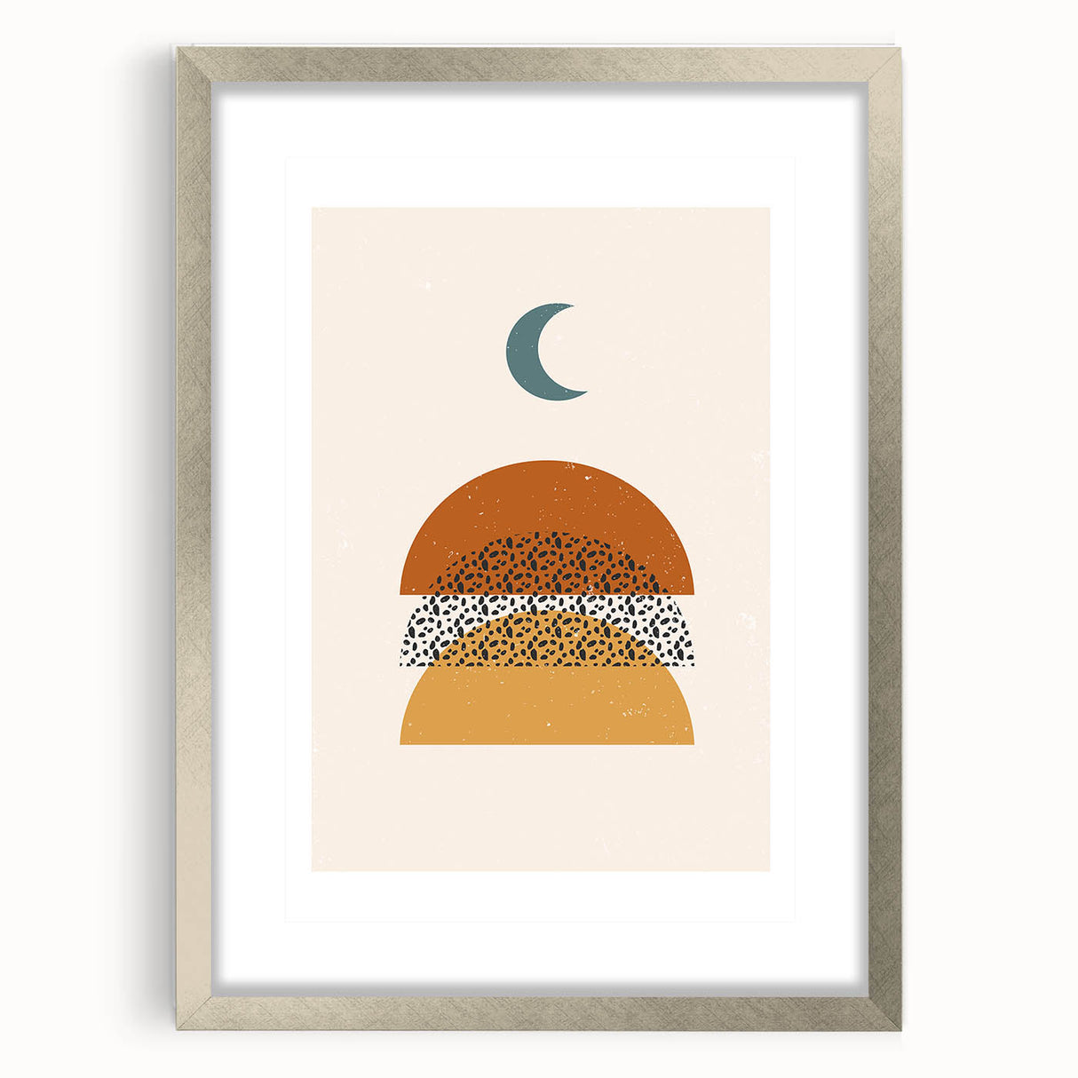 Rustic Boho Moon & Sun Abstract Wall Art | Earthy Bohemian Decor Print