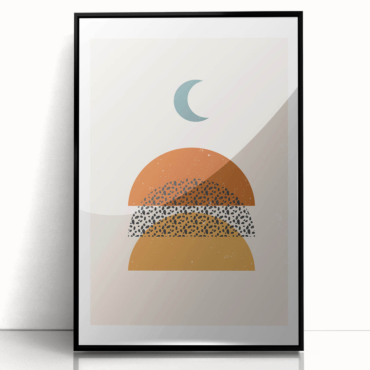 Rustic Boho Moon & Sun Abstract Wall Art | Earthy Bohemian Decor Print