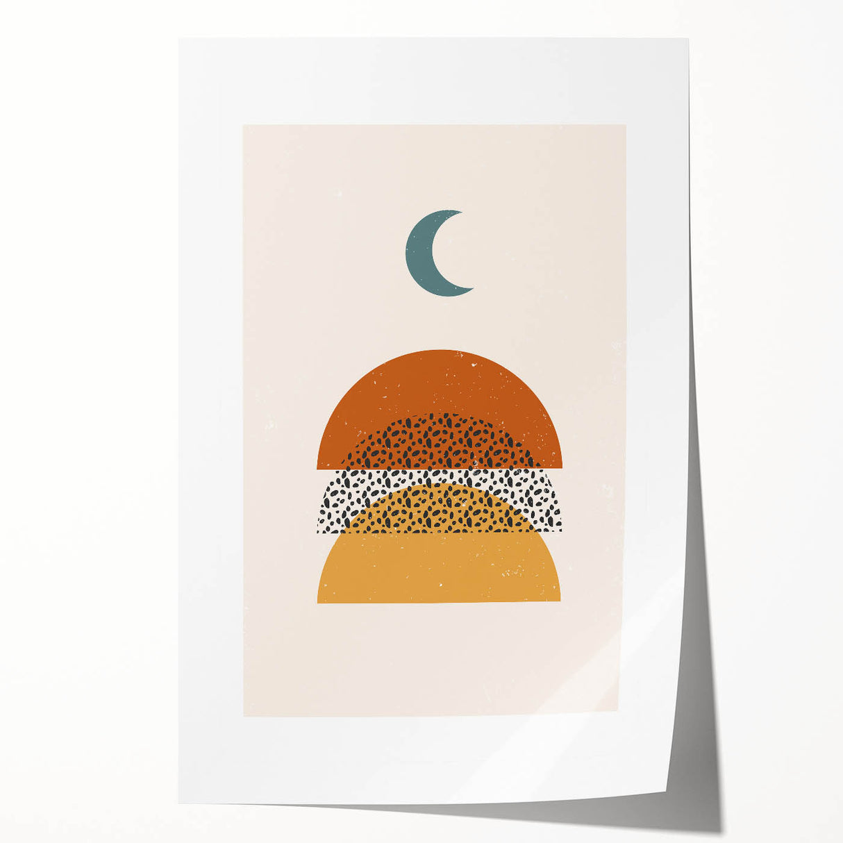 Rustic Boho Moon & Sun Abstract Wall Art | Earthy Bohemian Decor Print