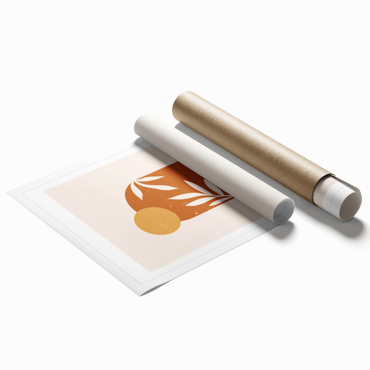 Boho Sun & Leaf Abstract Wall Art | Warm Earthy Minimalist Decor Print