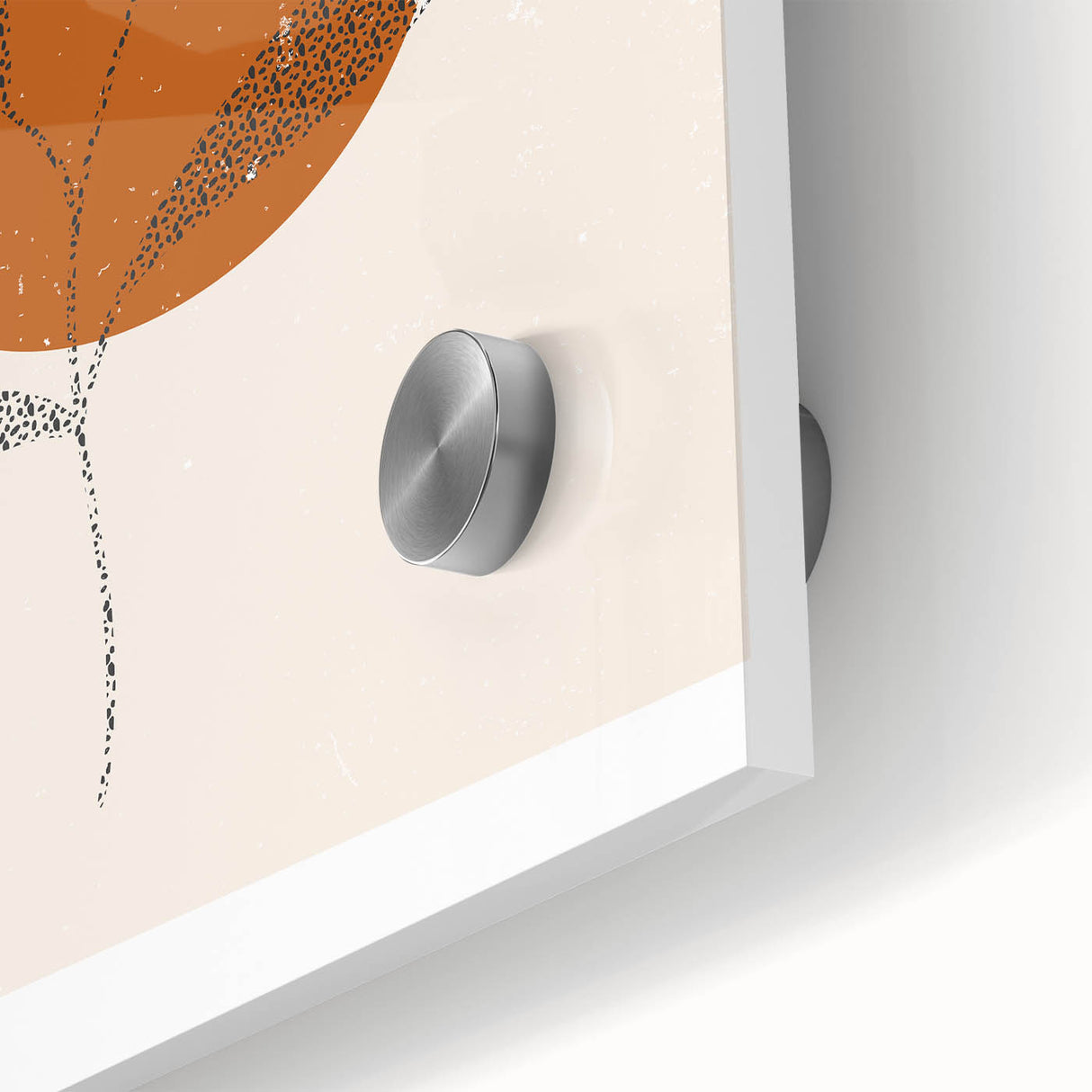 Boho Minimalist Leaf Art Print | Earthy Orange and Teal Circle Design