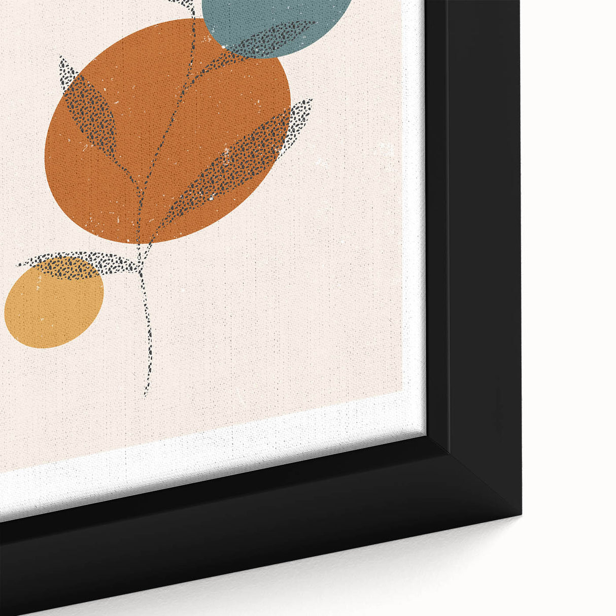 Boho Minimalist Leaf Art Print | Earthy Orange and Teal Circle Design