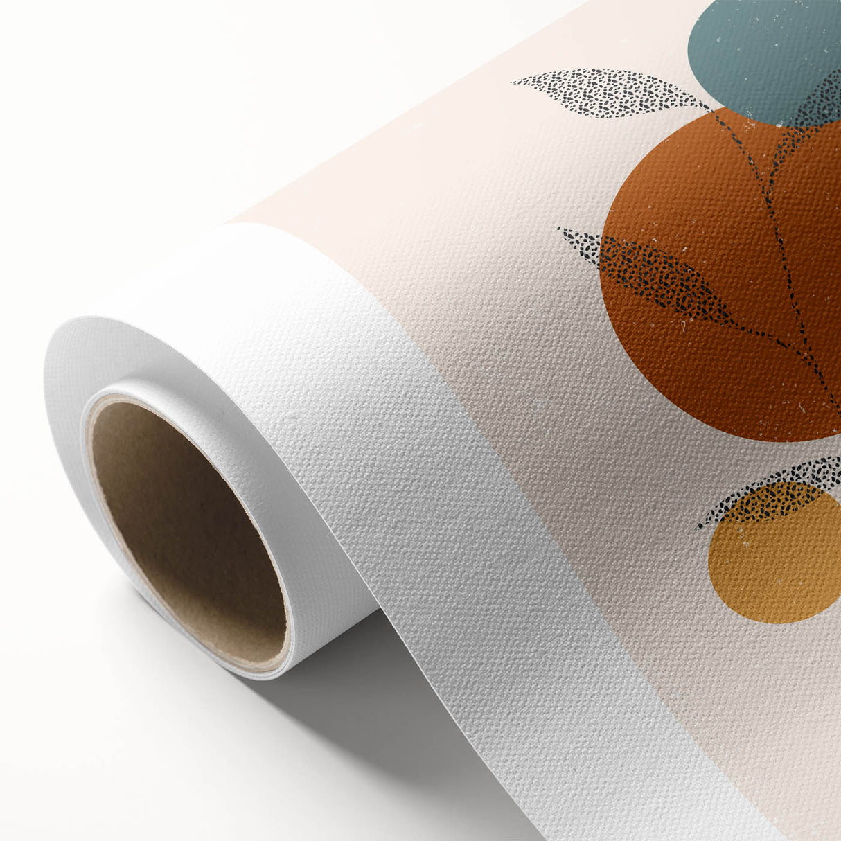 Boho Minimalist Leaf Art Print | Earthy Orange and Teal Circle Design