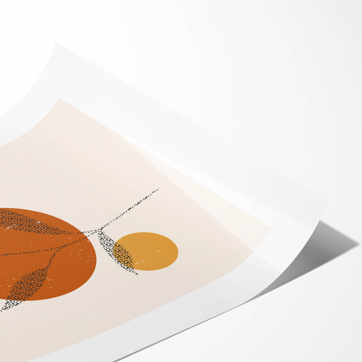 Boho Minimalist Leaf Art Print | Earthy Orange and Teal Circle Design