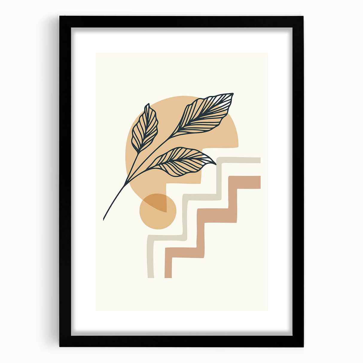 Boho Geometric Leaf Art | Modern Abstract Botanical Wall Print