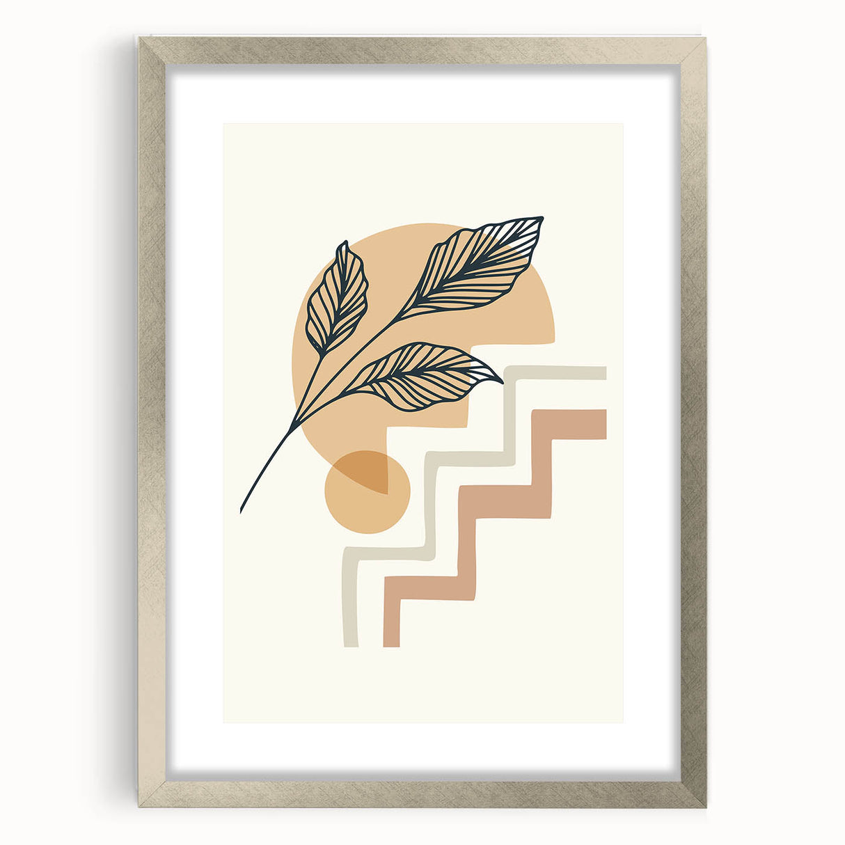 Boho Geometric Leaf Art | Modern Abstract Botanical Wall Print