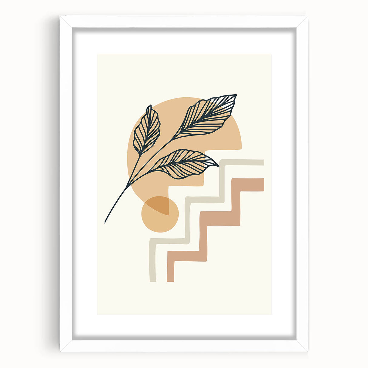 Boho Geometric Leaf Art | Modern Abstract Botanical Wall Print