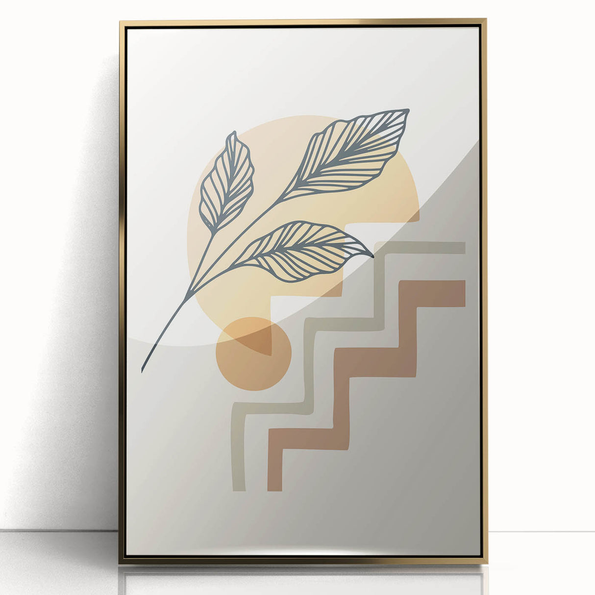 Boho Geometric Leaf Art | Modern Abstract Botanical Wall Print