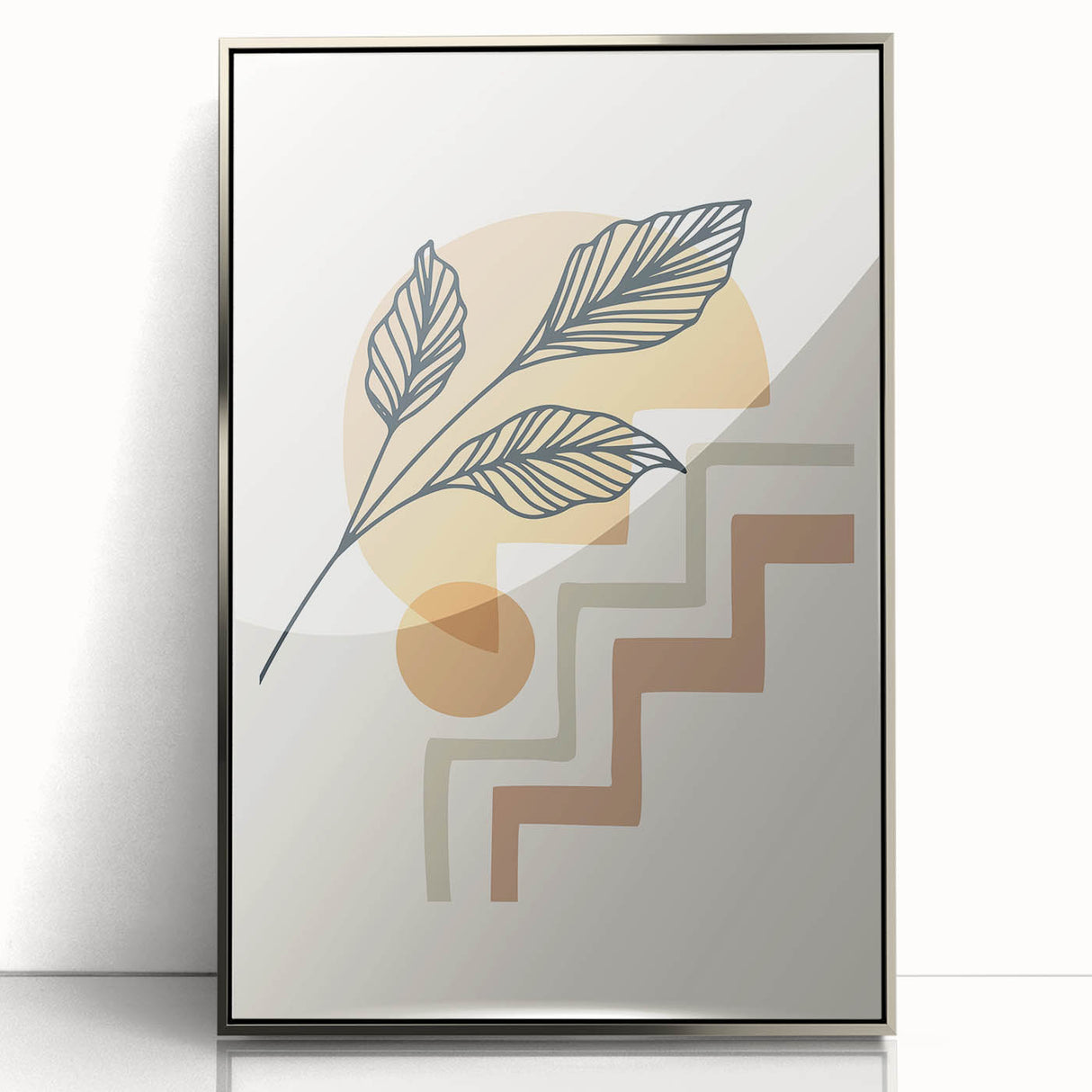 Boho Geometric Leaf Art | Modern Abstract Botanical Wall Print