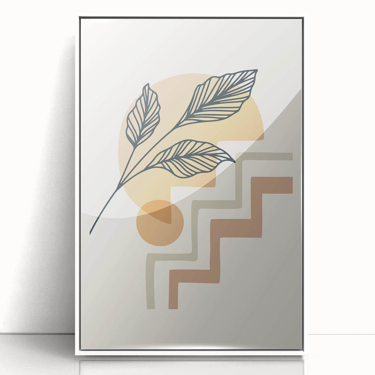 Boho Geometric Leaf Art | Modern Abstract Botanical Wall Print
