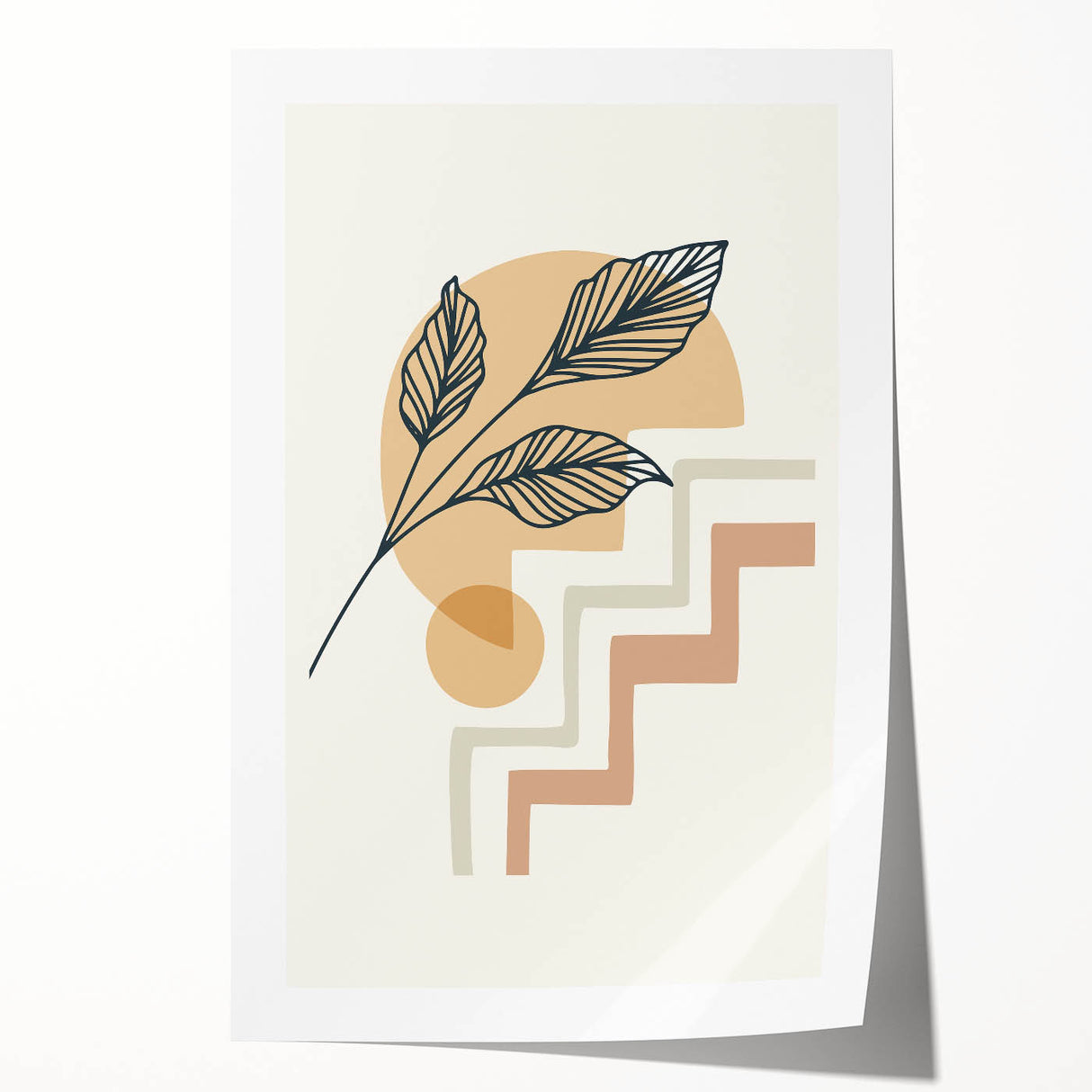 Boho Geometric Leaf Art | Modern Abstract Botanical Wall Print