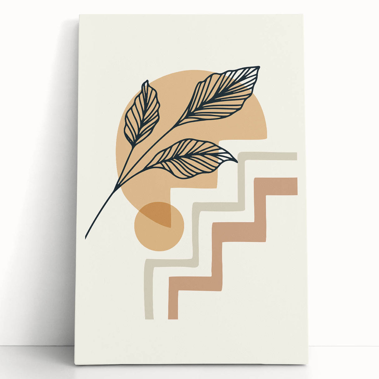 Boho Geometric Leaf Art | Modern Abstract Botanical Wall Print