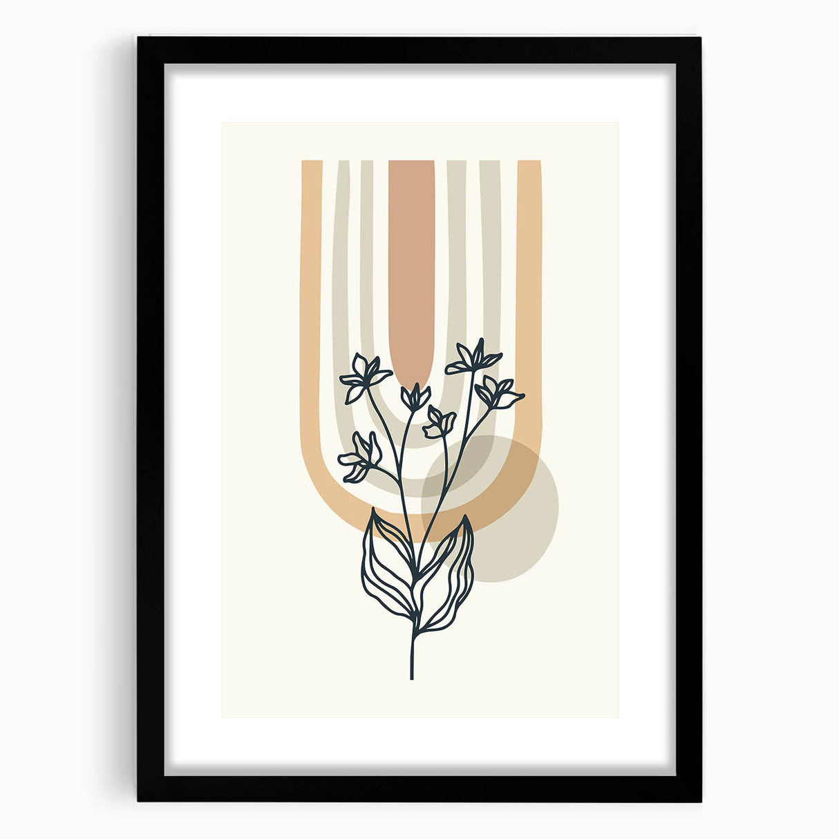 Boho Botanical Arch Wall Art | Minimalist Floral Print for Modern Spaces