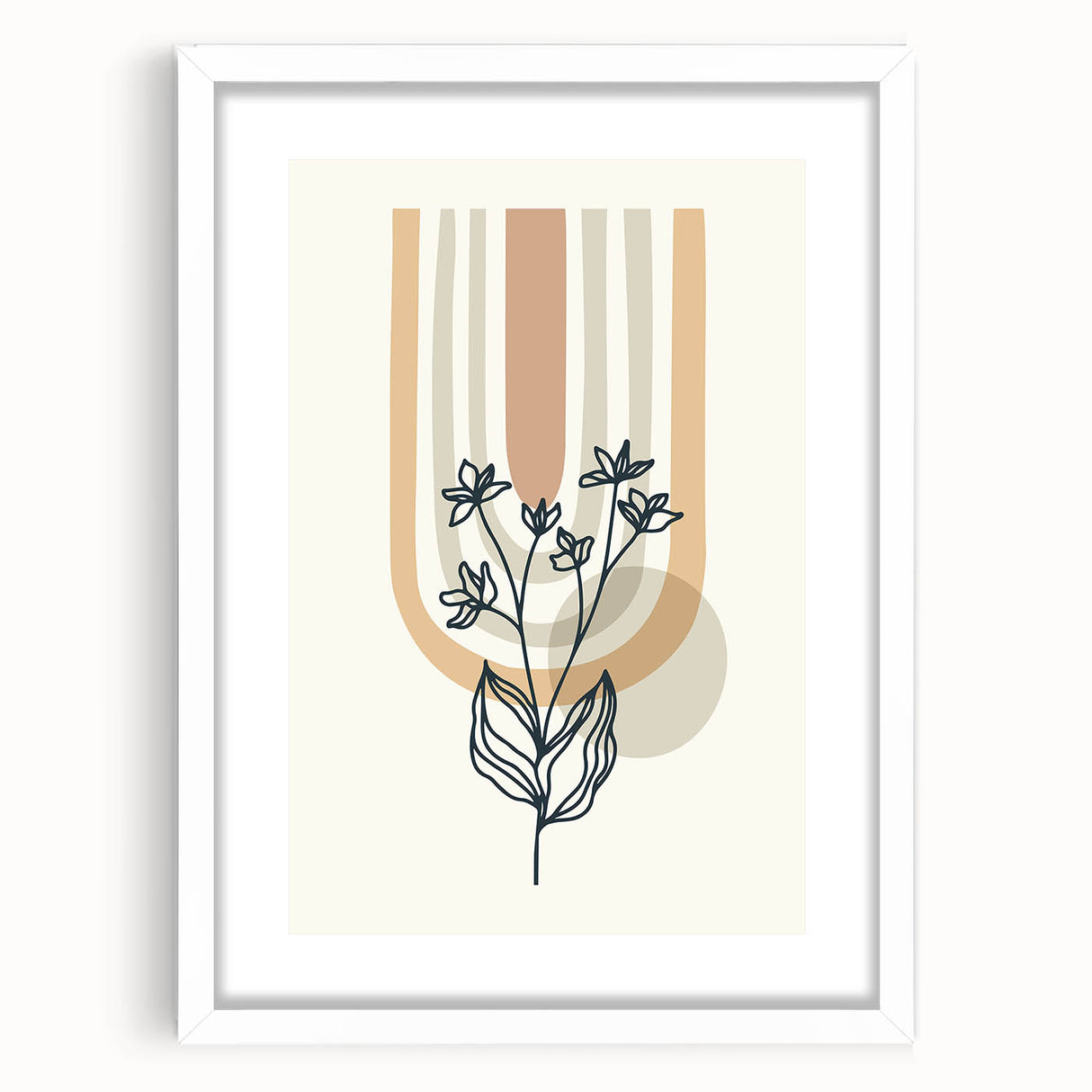 Boho Botanical Arch Wall Art | Minimalist Floral Print for Modern Spaces