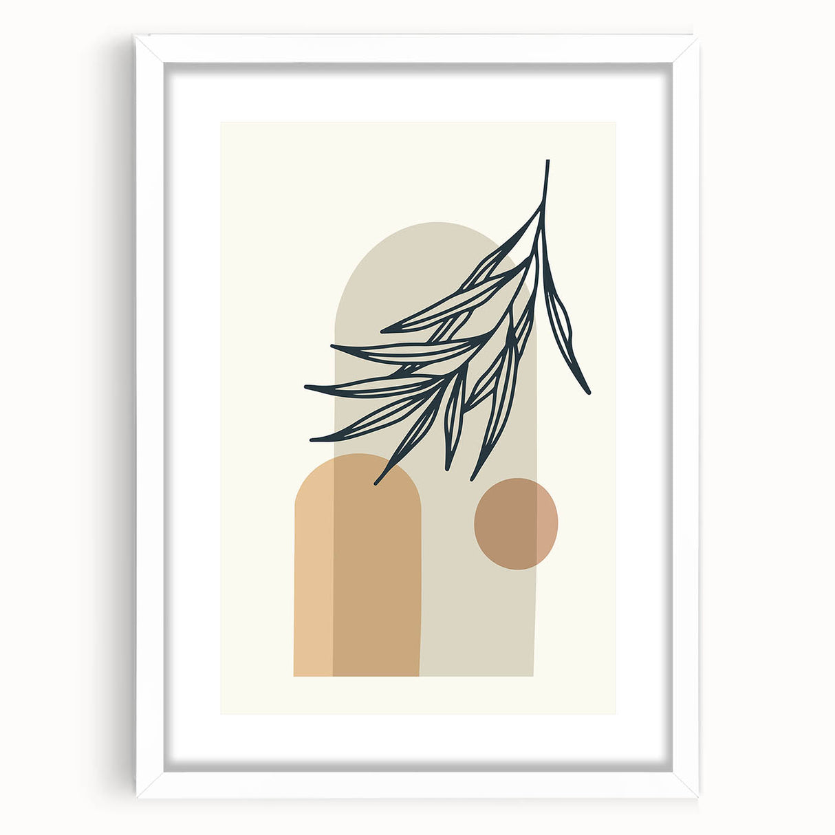 Boho Leaf Arch Wall Art | Minimalist Botanical Print for Cozy Spaces