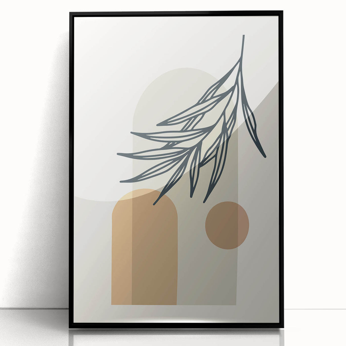Boho Leaf Arch Wall Art | Minimalist Botanical Print for Cozy Spaces